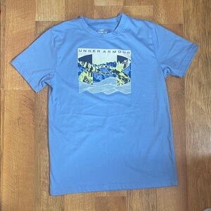 Under Armour Logo Light Blue Graphic Tee Kids Medium
